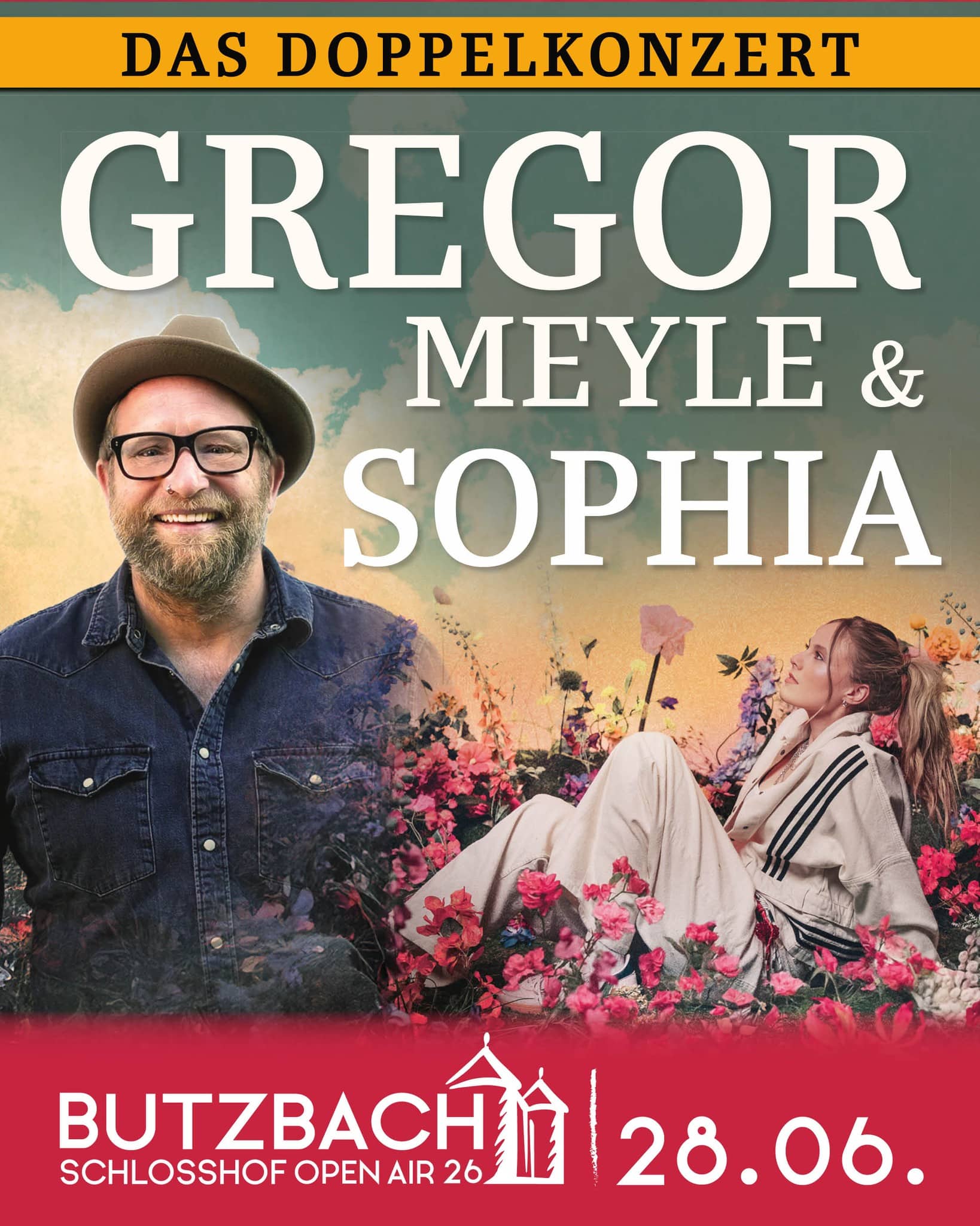 🌿🎶 𝐙𝐰𝐞𝐢 𝐒𝐭𝐢𝐦𝐦𝐞𝐧, 𝐞𝐢𝐧 𝐛𝐞𝐬𝐨𝐧𝐝𝐞𝐫𝐞𝐫 𝐀𝐛𝐞𝐧𝐝 – 𝐆𝐫𝐞𝐠𝐨𝐫 𝐌𝐞𝐲𝐥𝐞 & 𝐒𝐎𝐏𝐇𝐈𝐀 🎶🌿

𝟐𝟖. 𝐉𝐮𝐧𝐢 𝟐𝟎𝟐𝟔 · Schlosshof Butzbach

Ein Konzert, das Herz und Musik verbindet:
Am 28. Juni erleben wir im Schlosshof Gregor Meyle und SOPHIA gemeinsam auf einer Bühne – zwei Künstler:innen, zwei Klangwelten und ein Abend voller Gefühl.

✨ Gregor Meyle – einer der prägendsten Singer-Songwriter Deutschlands, bekannt für ehrliche Texte, handgemachte Musik und Nähe zum Publikum.
Mit seinem aktuellen Album „Individualität“ beweist er erneut, wie viel Tiefe in seinen Songs steckt.

✨ SOPHIA – eine der spannendsten deutschen Popstimmen der neuen Generation.
Mit Hits wie „Schmetterling“, „So viel schöner“ oder ihrer neuen Single „Träne“ begeistert sie eine stetig wachsende Fangemeinde.

2026 bringt sie ihre „Durch die Blume“-Tour auf die Bühne – und zum ersten Mal auch brandneue Songs ihres kommenden Projekts.

In der besonderen Atmosphäre des historischen Schlosshofs entsteht ein Abend, der musikalisch kontrastreich, emotional und wunderschön wird — ein echtes Highlight des Open Air Sommers 2026. 🌙✨
🎟️ 𝐓𝐢𝐜𝐤𝐞𝐭𝐬:
Ab 10.12.2025 um 10.00 Uhr,  im exklusiven Telekom Presale.
Ab  11.12.2025 um 10.00 Uhr,  im exklusiven Ticketmaster Presale
Ab 12.12.2025 um 10.00 Uhr,  an allen bekannten VVK-Stellen

Ticket-Hotline: +49 (0) 64 53 - 91 24 70 oder 06404 – 506 998 55*
*(0,20 € aus dem dt. Festnetz / 0,60 € aus dem Mobilfunknetz)

Alle Infos: https://butzbach-openair.de

#ButzbachOpenAir #SchlosshofOpenAir26 #GregorMeyle #SOPHIA